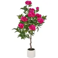 Creativ Green künstliche Pflanze Peonien Hochstamm im Kunststofftopf, 120cm, fuchsia