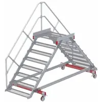 Euroline 512 mobiler Überstieg 45° Stufenausführung Stahl Gitterrost Stufenbreite 1000mm 8 Stufen