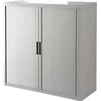 PaperFlow Easy Office Rollladenschrank PS (Polystyrol), Stahl 2 Fachböden abschließbar 1.100 x 415 x 1.040 mm Grau
