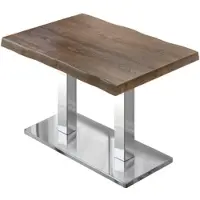 GGM Möbel PMD | Bistro Baumkanten Tisch | Rechteckig | 130 x 80 x 77 cm | Walnuß / Edelstahl