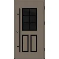 Haustuerenland.de Aluminium Landhaustür "MARLIES" 82 mm BLACKLINE Sprossenfelder Beigegrau RAL 7006 beidseitig außen öffnend DIN rechts