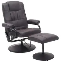 OKWISH Massagesessel mit Hocker Braun 95x84x77 cm 360° drehbar mit 10 Massagepunkten, Fernbedienung, Kunstlederbezug, frei verstellbare Rückenlehne