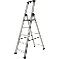 S.T.P. Issima Aluminium-Stehleiter mit Ständer 5 Stufen Höhe 1,74 m