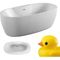TroniTechnik Freistehende Badewanne ANAFI Maße ca. 170 x 80 x 58cm Wanne - Füllmenge 195 Liter, aus Acryl mit Siphon