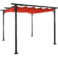 Mendler Pergola HWC-C42, Garten Pavillon, stabiles 6cm-Gestell + Schiebedach 3,5x3,5m terracotta