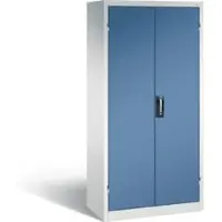 C+P Akkuladeschrank Comfort mit Vollblechtüren, H 1950 x B 930 x T 500 mm, Lichtgrau/Fernblau
