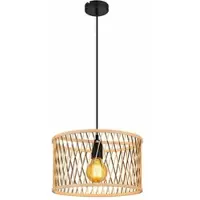 Nowa LED Hängeleuchte, Metall, schwarz matt, Bambus, H 150 cm