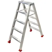 AgriEuro Premium Doppel-Aluminium-Stehleiter 1031, 2x5 Stufen, Höhe 1,20 m