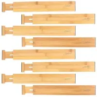 Carlo Milano 8er-Set verstellbare Schubladentrenner aus Bambus, 38,1 bis 45 cm