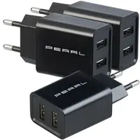 Pearl 3er-Set 2-Port USB-Netzteile für Mobilgeräte, 2,4 A / 12 Watt, schwarz