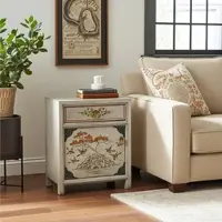 OPIUM OUTLET Möbel Kommode Nachttisch Nachtschrank Nachtkonsole Nachtkästchen "VintageFog" 35191-12 hellgrau asiatisch chinesisch orientalisch