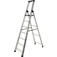 S.T.P. Issima Aluminium-Stufenstehleiter mit Ständer 7 Stufen 2,20 m