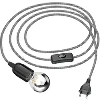 Ledscom.de Textilkabel LEHA mit Stecker und Schalter, schwarz/weiß, 3 m inkl. Leuchtmittel 5,82W 667lm warmweiß