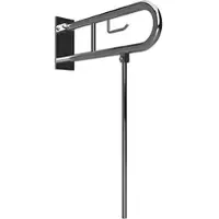 BRILLANTBAD BELP Stützklappgriff in U-Form mit Toilettenpapierhalter & Standfuß Edelstahl poliert mit Abdeckung 100x800x766 mm, 120 kg Traglast für Bad & WC >> zum Bohren