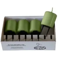 Kopschitz Kerzen 4er Set Adventskerzen mit Safety Clip und Kerzenstecker (Haltekrallen) Grün 8 x ? 5 cm