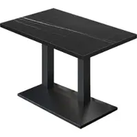 GGM Möbel BPA | Bistro Tisch | 110 x 60 x 78,5 cm | Rechteckig | Schwarzer Rand | Schwarz Marmor/ Schwarz