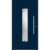 Haustuerenland.de SCHÜCO ADS 75.SI Haustür Aluminium "ALVA" Stahlblau RAL 5011 beidseitig innen öffnend DIN rechts
