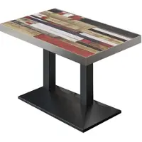 GGM Möbel BPA | Bistro Tisch | 130 x 80 x 81 cm | Rechteckig | Edelstahl Rand | Vintage Bunt / Schwarz