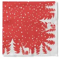 Sovie HORECA Serviette Marvin in Rot aus Tissue 33 x 33 cm, 3-lagig, 100 Stück - Weihnachten