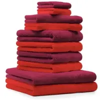 Betz 10-tlg. Handtuch-Set CLASSIC 100% Baumwolle2 Duschtücher 4 Handtücher 2 Gästetücher 2 Seiftücher Farbe rot und dunkelrot