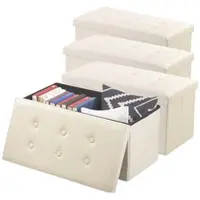 INFACTORY 4er-Set faltbare 2in1-Sitzbänke und -truhen, 80 l, bis 300 kg, beige