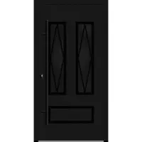 Haustuerenland.de Aluminium Landhaustür "HERMINE" 82 mm BLACKLINE Sprossenfelder Tiefschwarz RAL 9005 beidseitig innen öffnend DIN links