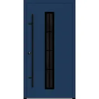 Haustuerenland.de Aluminium Landhaustür "AURORA" 82 mm RC2 BLACKLINE 8 Sprossenfelder Saphirblau RAL 5003 beidseitig innen öffnend DIN links