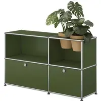 USM United Soft USM Haller Sideboard mit zwei Klapptüren und Pflanzeneinsatz Olivegrün