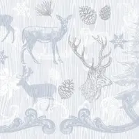 Mank XL Serviette Airlaid Bruno in Grau-Silber, 48 x 48 cm, 50 Stück - Weihnachten Hirsch Tannenzapfen