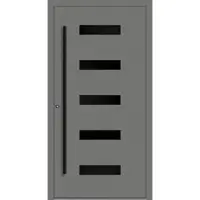Haustuerenland.de Aluminium Haustür RC2 "AGADA" 90 mm BLACKLINE Graualuminium RAL 9007 beidseitig innen öffnend DIN links