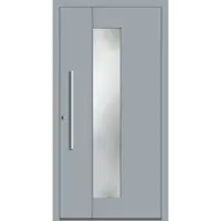 Haustuerenland.de Aluminium Haustür RC2 "BABETTE" 78 mm Fenstergrau RAL 7040 beidseitig innen öffnend DIN links