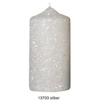 Kopschitz Kerzen Kerzen Glamour Glitter Stumpenkerzen Silber, 120 x 60 mm, 4 Stück