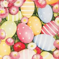 Home Fashion , Easterflair Bellis, Lunch-Servietten aufgefaltetes Maß 33 cm x 33 cm, im Viertelfalz, 20 Stück pro Pack, 12 Pack pro Karton