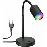 Ledscom.de Tischleuchte WAIKA mit Schwanenhals und Schalter schwarz matt, inkl. Smart Home RGBW GU10 LED Lampe, 5,41W, 473lm