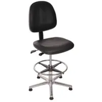 Proregal Arbeitsstuhl Arlington, großer Rückenlehne, Sitzneigeverstellung, Sitzhöhe 48-66cm, Kunstleder-Sitz, Aluminium-Fußkreuz, Fußring, Gleiter