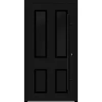 Haustuerenland.de Aluminium Landhaustür "CORGINA" 82 mm RC2 BLACKLINE Tiefschwarz RAL 9005 beidseitig innen öffnend DIN rechts