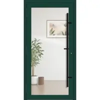 Haustuerenland.de PREMIUM Aluminium-Glas Haustür "HELENA" 90 mm BLACKLINE flächenbündig Moosgrün RAL 6005 beidseitig außen öffnend DIN links