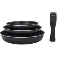 TS Electronic 4-teiliges Pfannen-Set, Ø 20, 24, 28 cm, 1 abnehmbarer Griff für alle
