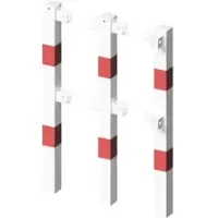 SCHAKE Standpfosten Stahlrohr 70 x 70 mm Eckpfosten für Ober- und Knieholm, weiß / rot +Sechskantschrauben, Mutter M16x60 + Schutzkappen.
