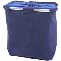 Mendler Wäschesammler HWC-C34, Laundry Wäschebox Wäschekorb Wäschebehälter mit Netz, 2 Fächer 56x49x30cm 82l ~ cord blau