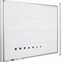Proregal 53-Wochen-Planer magnetisches Whiteboard Slim, 6 Felder pro Woche, HxBxT 90x120cm, 8mm-Platte, inkl. Befestigungsmaterial & Stiftablage, Weiß
