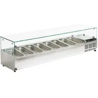 EURAST Zutatenkühlschrank mit vitrine mit 8 gn 1/4-150 behältern - 1800x335x440 mm - 160 W 230/1V - 781418CV