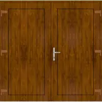Haustuerenland.de Kunststoff Nebeneingangstür zweiflügelig "DIANA-Q" 71 mm Golden Oak holzähnlich beidseitig außen öffnend DIN rechts