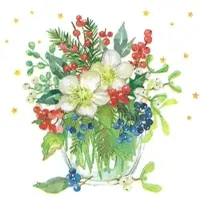 Home Fashion , Christmas Bouquet, Lunch-Servietten aufgefaltetes Maß 33 cm x 33 cm, im Viertelfalz, 20 Stück pro Pack, 12 Pack pro Karton
