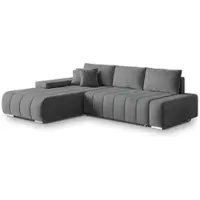 Masseno Ecksofa ALESE L-S mit Schlaffunktion L-Form, Sofa mit Bettkasten, Wohnzimmersofa, Couch, Soffa, Bettsofa, Couchgarnitur- Grau, MONOLITH 85