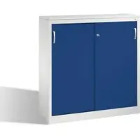 C+P Sideboard mit Schiebetüren Acurado, H1200xB1200xT400mm, Front Enzianblau, Korpus Lichtgrau