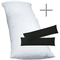 EXKLUSIV HEIMTEXTIL 1 x Füllkissen 40x80 cm + Jersey Kissenbezug 2er Set 40 x 80 cmSchwarz