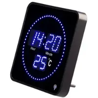 Pearl Flache LED-Funk-Tisch- und Wanduhr, Temperatur-Anzeige, blaue LEDs