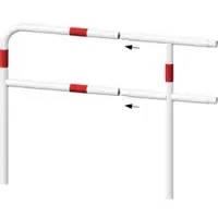 SCHAKE Endpfosten gebogen für Schutzgeländer Ø48mm Breite: ca. 250mm, Höhe über Flur: 1000 mm + Querholm, zum Einbetonieren, feuerverzinkt