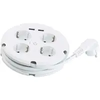 Revolt Steckdosenleiste mit Kabeltrommel, 4 Steckdosen & 2 USB-Ports (2,1 A)